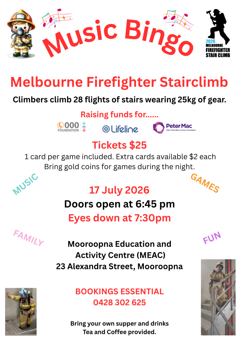 Melbourne Firefighter Stair Climb 2026 Music Bingo Fundraiser